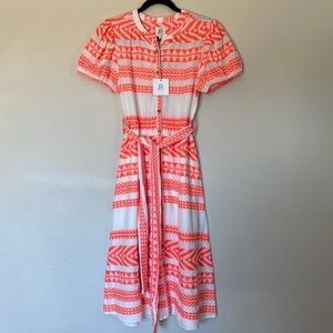 dRA button down midi dress women’s XS extra small pink white aztec geometric NWT